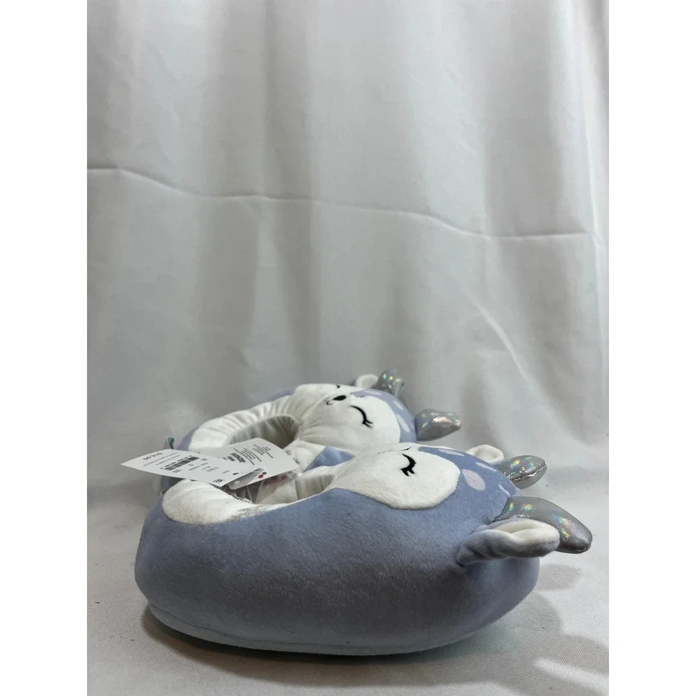 Squishmallows SQU Deer Blue Plush Character Slippers Kids Size 13/1 NWT